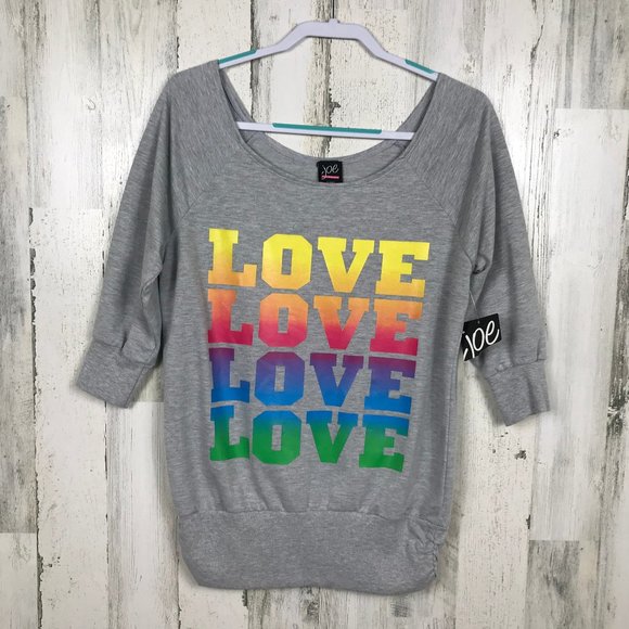 Joe Boxer Tops - NWT Joe Boxer graphic sweatshirt rainbow LOVE LG